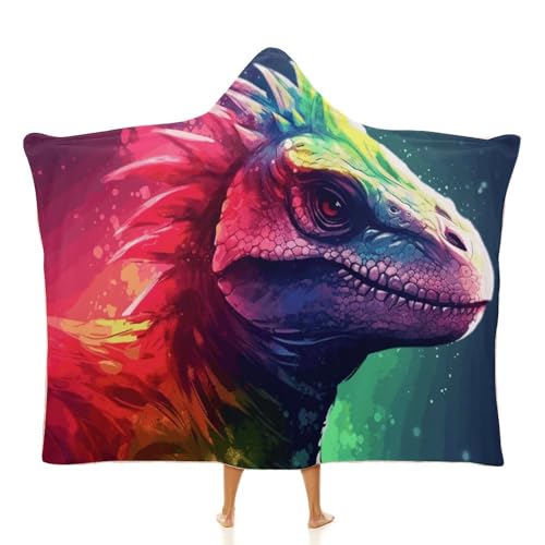Cape à capuche dinosaure 101x127 cm pour voyage et bureau - 2