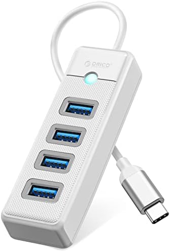 ORICO 4-Port USB HUB 3.0, USB Splitter for Laptop with 0.49ft Cable, Multi USB Port Expander, Fast Data Transfer Compatible with Mac OS 10.X and above, Linux, Android