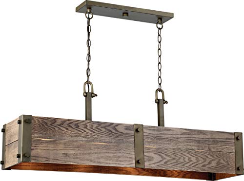 Image of Nuvo 60 /6424 Winchester 4-Light Trestle Pendant Bronze & Aged-Wood Finish