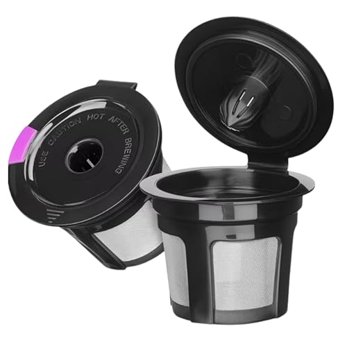 Short Reusable Coffee Pods for Single-Prong Brewers, 2-Pack Refillable K-Cup Compatible, Stainless Steel Mesh, Dishwasher Safe