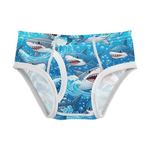 CHIFIGNO Boys Underwear Cute Cartoon Sharks Blue Toddler Boys Briefs Breathable Cotton Briefs Underwear