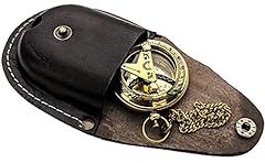 Brass Sundial Compass with Leather Case and Chain Push Open Compass Steampunk Accessory Pocket Brass Sundial Compass with Leather Case and Chain Push Open Compass Steampunk Accessory Pocket item