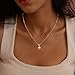 Fwlisesa Pearl Necklaces for Women, 14K Gold Plated Charm CZ Pearl Pendant Necklace Dainty Pearls Choker Necklaces for Women Simple Gold Plated Necklace Wedding Jewelry for Womens Bridesmaids