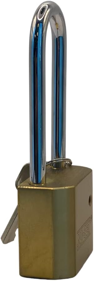 NU-SET 2" Heavy Duty Solid Brass Padlock Hardened Long Shackle, Pack of 2 Keyed Alike