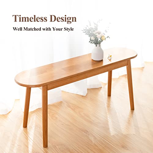 Cttasty Entryway Bench, Solid Wood Dining Bench, Midcentury End of Bed Bench w/Rounded Corner, Outdoor Bench w/Robust Construction, Bedroom Bench, 10.24" W x 17.72" H（Natural 47.2inches） by Cttasty - Image 4