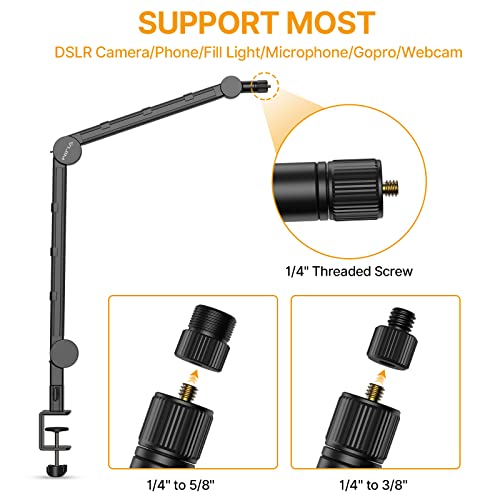 PICTRON VIJIM LS25 Camera Desk Mount, Flexible Overhead Webcam Stand with Boom Arm, Table C-Clamp Suitable for Photography Videography Live Stream by PICTRON - Image 3