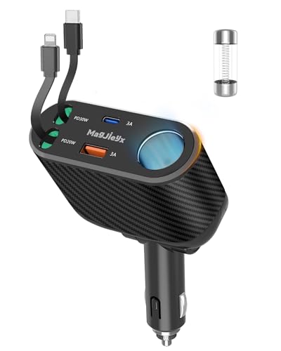 Cargador retráctil 5 en 1 para coche multi puerto usb y conector para smartphone