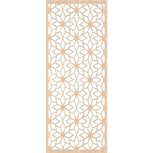 Image of 25 3 /8 inchW x 64 3 /8 inchH x 3 /8 inchT Lake Decorative Fretwork Wood Wall Panels, Red Oak