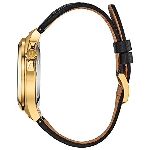 Bulova Classic Automatic Men's Stainless Steel With Black Leather Strap Maquina, Gold-Tone (Model: 97A148) #TOP2