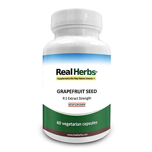 Real Herbs Grapefruit Seed Extract- Derived from 2,800mg of Grapefruit Seed with 4:1 Extract Strength - 60 Vegetarian Capsules