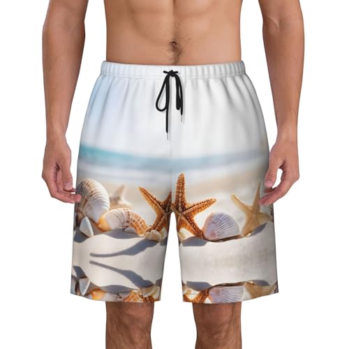 Beach Theme Print Men's Beach Pants Lightweight Quick-Dry Swim Pants with Mesh Lining for Men