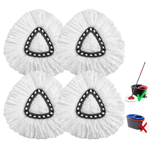 4 Pack Microfiber mop Head Replacements Compatible with O-Ceda Easywring Single-Bucket Cleaning System Powerful Stain Removal Machine Washable Easy to Replace