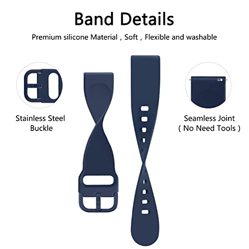 Oumida TPU Bands for Amazfit Bip 3 Pro/Bip 3/ Bip U Pro/Bip U/Bip S/Bip Lite/Bip S Lite/GTS 42mm, 20mm Quick Relase Soft Straps with Metal Buckle, Durable Wristbands for Women Men (Black+Grey Blue+Deep Blue) by Oumida - Image 3