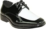 VANGELO Boy Tuxedo Shoe TUX-3K Two-Tone Square Toe Wrinkle Free Material for Wedding & Formal Event