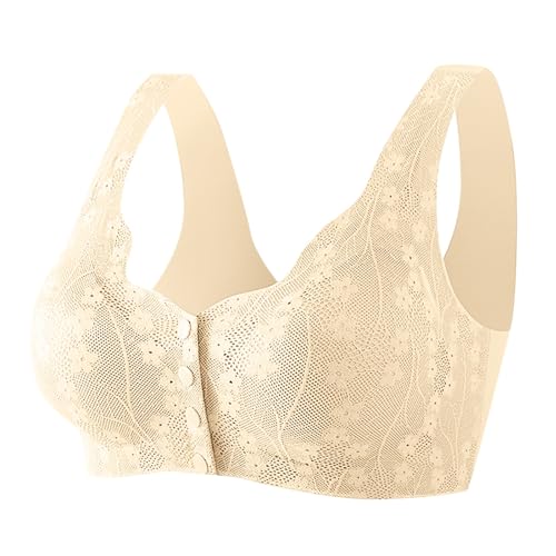 Genérico Sujetadores Postoperatorio Sujetador de para Mujer, cómodo y cómodo, con botón de Cierre Frontal, Sujetadores de algodón para Mujeres Mayores, sin Sujetadores Tirantes uctores (Beige, XL)
