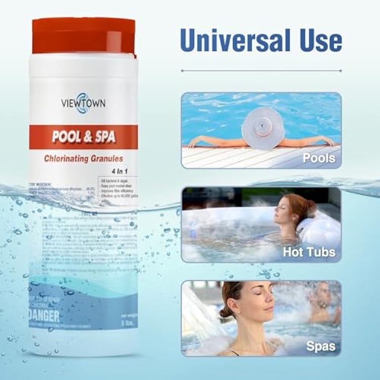 5Lbs Chlorinating Granules for Pools, Spas & Hot Tubs Kills Bacteria & Algae, Fast-Dissolving Formula