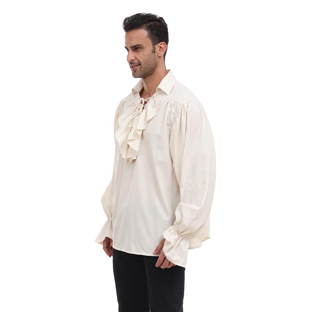 EraSpooky Chemises de pirate à volants pour hommes Vampire Renaissance Steampunk Chemise gothique victorienne Costume de Cosplay médiéval