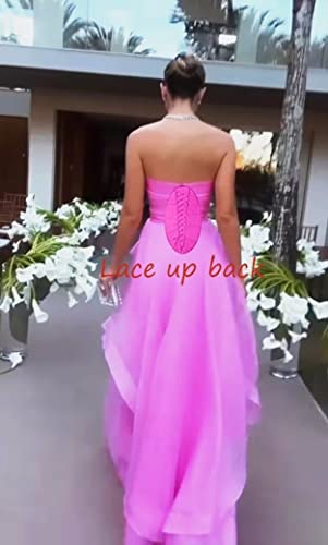 Layered Tulle Prom Dresses Ball Gown Pleated Formal Dress For Women Elegant Strapless Ruffle Pink 2 Dr0181 #TOP3