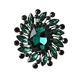 Vintage Emerald Crystal Flower Brooch for Women Girls - 6cm Floral Rhinestone Pin for Wedding Bouquet, Scarf & Coat, Gold Plated Alloy Statement Jewellery Gift
