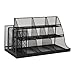 Mind Reader Countertop Organizer, 3-Tier Desktop Storage Rack, Office Breakroom Supply Caddy, Metal Mesh, Black