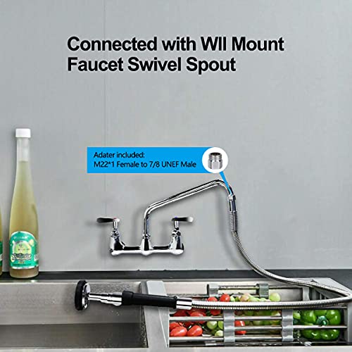 Kollniun Pre-Rinse Hose 44" Flexible Commercial Stainless Steel Hose With Heat Resistant Handle, Replacement For 1.42 Gpm Pre-Rinse Sprayer Kit Commercial Kitchen Sink Faucet Dish Spray Hose Parts #TOP4