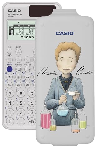 Casio FX-991SP CW, Calculadora Científica con Marie Curie ilustrada por Raquel Riba Rossy, Recomendada para el Currículum Español y Portugués, más de 560 Funciones, Solar, Color Blanco