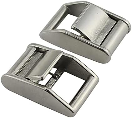 2 Pack Heavy-Duty 316 Stainless Steel Lock Slider Buckles Heavy Strap Release Buckle Adjustable Metal Buckle Fasteners (1”inch)