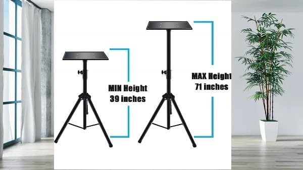 Image of Tripod Stand for Projector, Laptop, Speaker, height adjustable from 42 Inch - 72 Inch for Office, Home, Stage, Studio, DJ Rack Holder Mount(Black)