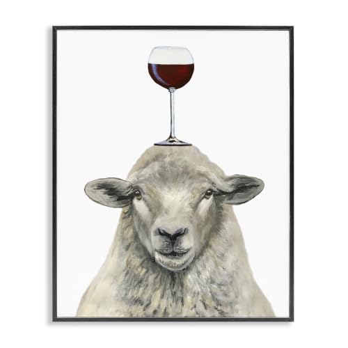 Sheep Wineglass Farmhouse Still Life, 16 x 20 Inch Framed Giclée Print