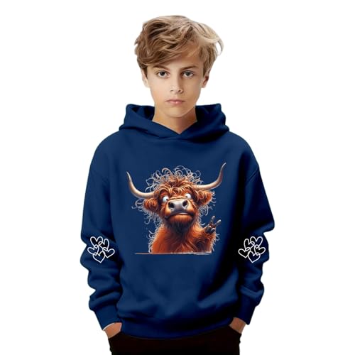 Sweat à capuche vache pour garçon décontracté avec poche kangourou