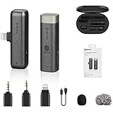 BOYA BY-WM3D 2.4GHz Wireless Microphone with MFI Certified IOS Adapter, 3.5mm TRS & TRRS Adapter & Charging case Compatible with iPhone IOS device, DSLR and Camcorder