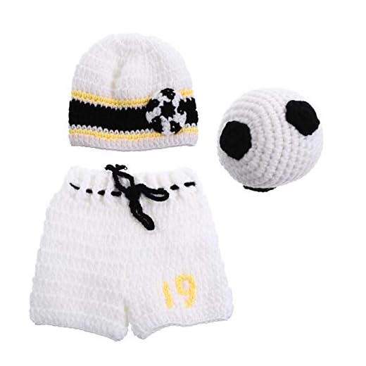 Toyvian Nyfödda Fotografi Prop Outfits Fotboll Virkade Dräkter Set Stickad Hatt Byxor Gåvor För Småbarn Jul Födelsedagsfest Favoriserar