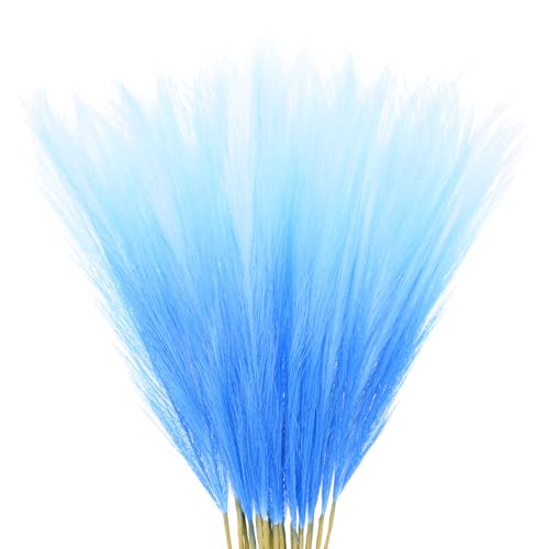 M METERXITY 20-Pack Faux Pampas Grass 21.7 Inch/55cm Small Fake Fluffy Pampas Grass Decor Pampas Grass Branches Vase Filler for Home/Wedding/Vase/Office/Party [Blue Gradient]