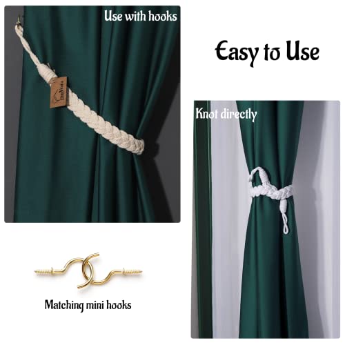 SunVFaFa Tie Backs for Curtains 2 Pack,Indoor Outdoor Curtain Tiebacks Rope, 25in Rustic Boho Curtain holdbacks for Sheer Curtains Home Office Farmhouse Patio Nautical Decorative Window Drapes, Beige - Image 4