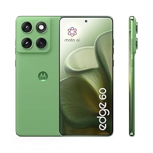 Motorola Edge 60 Smartphone (Robustes 6,67“-pOLED-Display mit Gorilla Glass 7i, 50-MP-Moto-AI-Kamera, 12/512 GB, 5100 mAh, widerstandsfähig, wassergeschützt) Pantone Shamrock inkl. Handyhalter