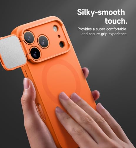 SURITCH for iPhone 17 Pro Case with Camera Control Cover, Camera Cover and Adjustable Kickstand, Compatible with MagSafe, Shockproof Bumper Protective Cases 6.3 Inch, Orange by SURITCH - Used condition - Image 8