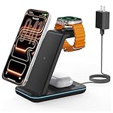 Wireless Charger for iPhone Charging Station: 3 in 1 Phone Charger Stand for iPhone 17/16/15/14/13/12/11/SE/X Pro Max Plus - Apple Watch 11/10/9/Ultra 2/8/SE/7/6/5 - AirPods 4/Pro 2/3