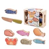 Gralara Holz-Lebensmittelset Sortierbar Holz-Spiellebensmittel Realistisch Spielküchen-Set für Kinder, Rollenspiel, Buchenholz Fleisch