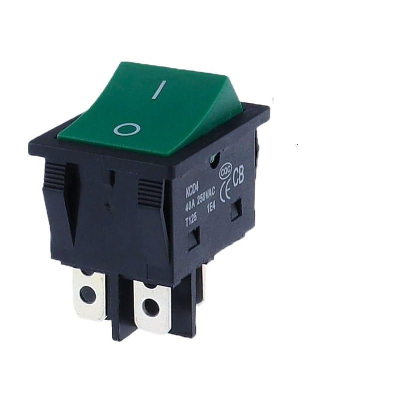 POWTAXBJGD KCD4 Welding Machine Switch Ship Type with High Current 40A 250V AC Oven Furnace Heater Switch 4PIN(Green)