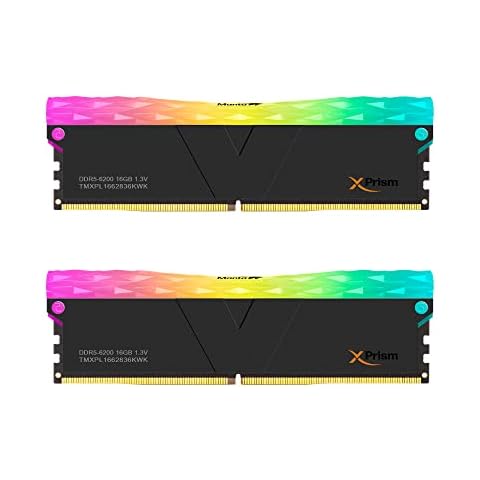 V-Color DDR5 Manta XPrism 32GB(16GBx2) 6200MHz 2Gx8 CL36 1.3V SK Hynix IC RGB Gaming Desktop Upgrade RAM Memory Module - Black (TMXPL1662836KWK) Cover
