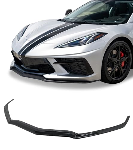 NUBEHONE Carbon Flash C8 Front Bumper Lip Splitter Fit for Corvette C8 2020-2025 3PCS ABS Front Bumper Lip Chin Spoiler OEM #84869770