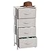 mDesign Vertical Dresser Storage Tower - Sturdy Steel Frame, Wood Top, Easy Pull Fabric Bins - Organizer Unit for Bedroom, Hallway, Entryway, Closets - Textured Print - 4 Drawers - Linen/Natural