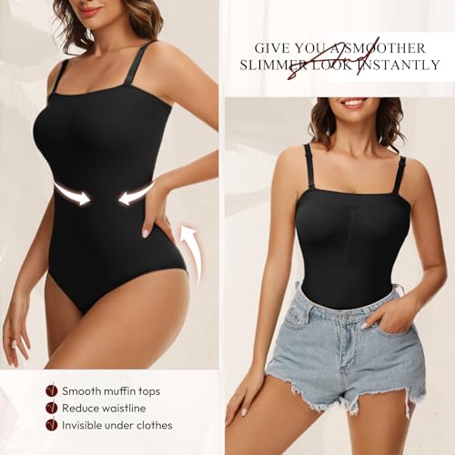 Ellareese Strapless Shapewear Bodysuit for Women Thong Body Shaper Under Dress Tummy Control Bodysuit Tank Top Butt Lifter — view 5