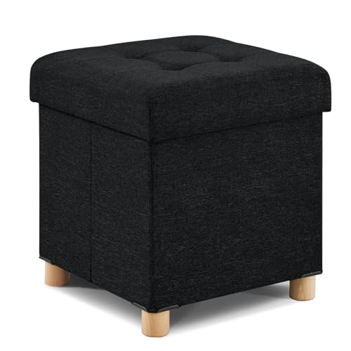 Small Ottoman with Storage - Black 15" x 15" x 15"
