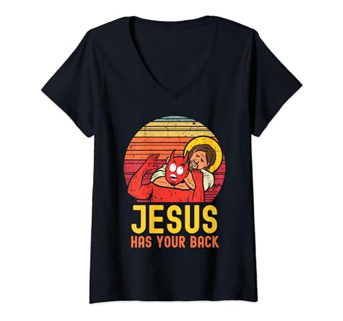 Femme Jésus vous soutient BJJ Jiu Jitsu T-Shirt avec Col en V