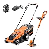LawnMaster MX 24V Cordless 37cm Lawnmower and 25cm 3-in-1 Grass Trimmer - Rear Roller, Cutting and Edging, 2x MX 24V 4.0Ah Lithium Ion Batteries and Fast Charger (37cm Mower & Trimmer)