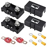 2 Stück 12V ANS Auto-Sicherungshalter, Ancable 2 Stück 50A Hochstrom-Bolt-On-Midi-Sicherungen und 4 Befestigungen für Autos, LKWs, Fahrzeuge