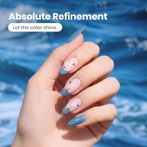 Image of Beetles Blue Gel Polish - Indigo Tide 15ML /0.51Fl Oz, Dusty Blue Gel Nail Polish, Color-Matched Bottle, Soak-Off UV LED, Long-Lasting Holiday & Summer Nails Art for DIY Beginners & Salon Pros
