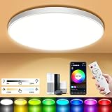 👍【 Lampara Techo Led Regulable 】Esta lamparas de techo dormitorio 30W Taipow le ofrece múltiples colores de luz: blanco cálido/frío, RGB. La iluminación RGB mejorada tiene hasta 9 W de potencia y 16 millones de colores para elegir. Y la lámparas de techo funciona para ajustar la temperatura de color (2700K-6000K) y el brillo (0%-100%), creando diferentes atmósferas.