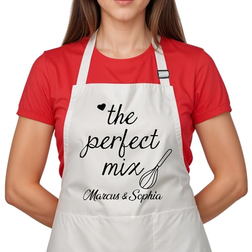 Custom Apron for Mom, Mother's Day Gift for Mom with Name, Personalized Kitchen Gifts for Couples, Women, Wife, Adjustable Customized Baking Kitchen Cooking Apron - Personalized Valentine's Day Gifts